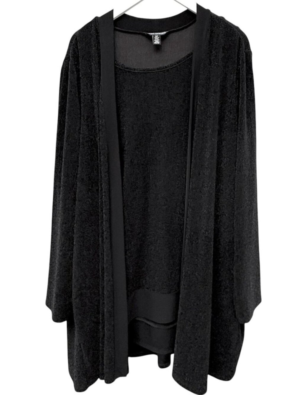 NINA LEONARD Evening Set Stretch Jacket & Tank Black Sparkle Plus Size 3X Tall